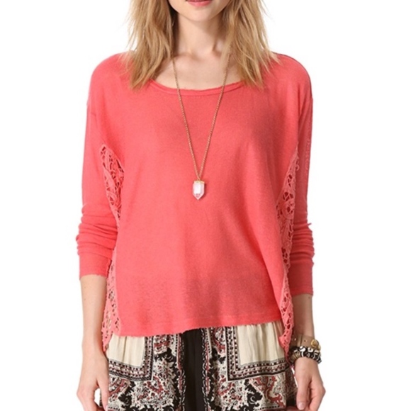 Free People Tops - Free People Lace Panel Loose Fit Top